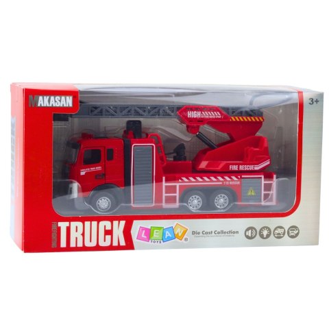 Wóz Strażacki Z Wysięgnikiem Wąż Rozpylanie Wody Światła Dźwięki LEAN Toys