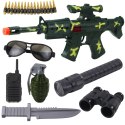 Zestaw Karabin Wojskowy Z Karabinem Akcesoria Dźwięk Strzału Khaki LEAN Toys