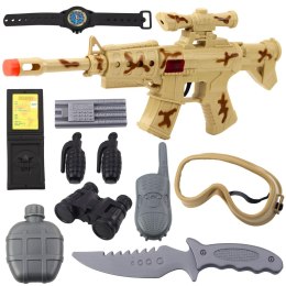 Zestaw Karabin Wojskowy Z Karabinem Akcesoria Dźwięk Strzału Piaskowy LEAN Toys