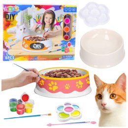 Zestaw Kreatywny Miska Dla Kota Do Malowania Farbki Pędzelki DIY 6 el. LEAN Toys