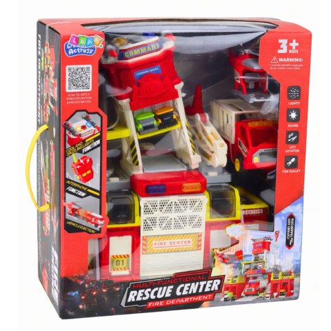 Zestaw Zabawkowy Remiza Strażacka Centrum Ratunkowe Światła Dźwięki LEAN Toys