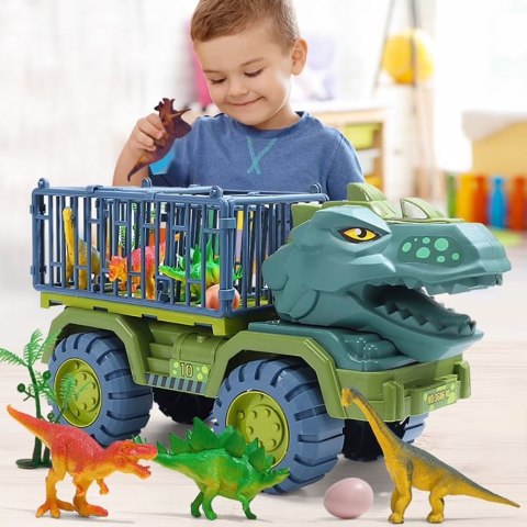 Auto Transporter Ciężarówka Dinozaury Figurki Zielony 3szt. LEAN Toys
