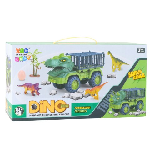 Auto Transporter Ciężarówka Dinozaury Figurki Zielony 3szt. LEAN Toys