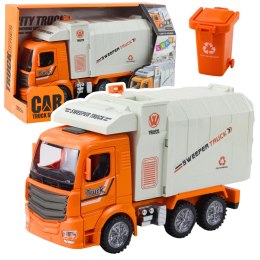 Ciężarówka Śmieciarka Miejska Światła Dźwięki Pomarańczowa LEAN Toys