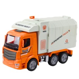Ciężarówka Śmieciarka Miejska Światła Dźwięki Pomarańczowa LEAN Toys