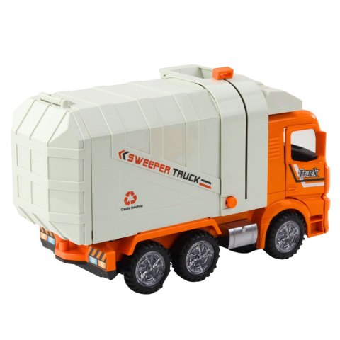 Ciężarówka Śmieciarka Miejska Światła Dźwięki Pomarańczowa LEAN Toys
