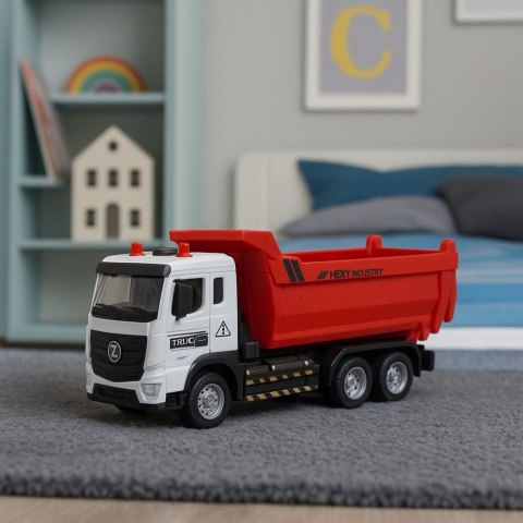 Ciężarówka Wywrotka Metalowa Kabina Ruchoma Skrzynia Światła Dźwięki LEAN Toys