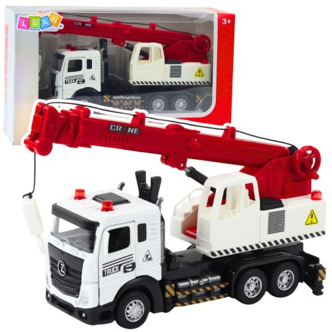 Ciężarówka Z Dźwigiem Metalowa Kabina Regulowany Wysięgnik Światła Dźwięki LEAN Toys