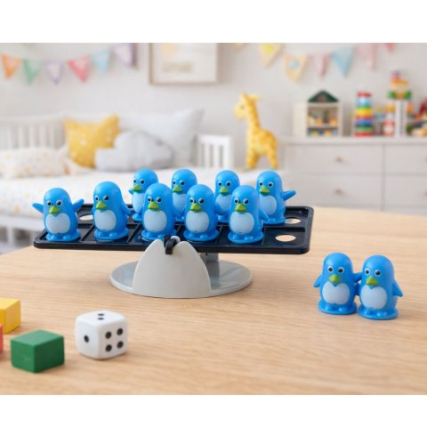 Gra Zręcznościowa Edukacyjna Dla Dzieci Balansujące Pingwiny Niebieskie LEAN TOYS
