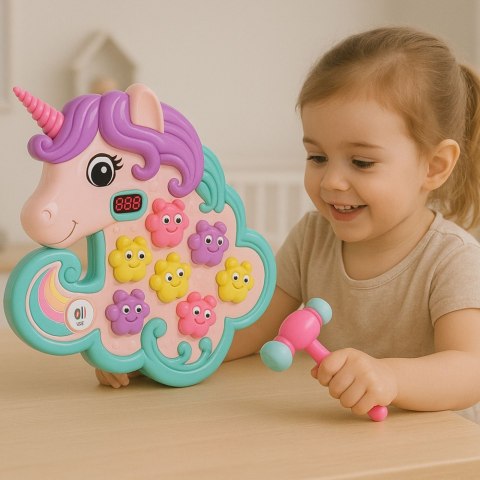 Gra Zręcznościowa Whac A Mole Jednorożec Kolorowy Światła Dźwięki LEAN Toys
