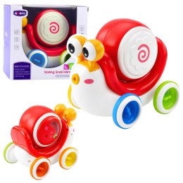 Interaktywny Ślimak Jeżdżący Bębenek Muzyczny Edukacyjny Czerwony LEAN Toys