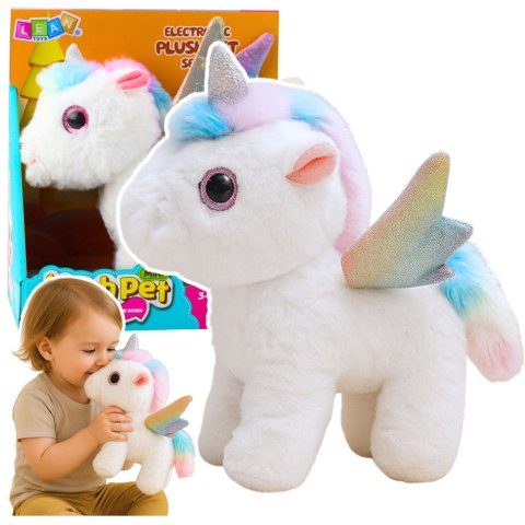 Jednorożec Pluszowy Interaktywny Porusza Się Dźwięki Biały 21 cm LEAN Toys