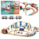 Kolejka Elektryczna Interaktywna Pociąg Wagony Tunel Wulkan Dinozaury 95 cm LEAN Toys