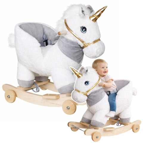 Koń Na Biegunach Jednorożec Jeździk 2w1 Bujak Dla Malucha Biały LEAN Toys