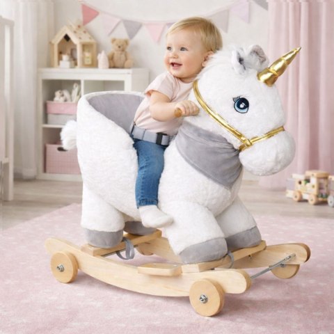 Koń Na Biegunach Jednorożec Jeździk 2w1 Bujak Dla Malucha Biały LEAN Toys