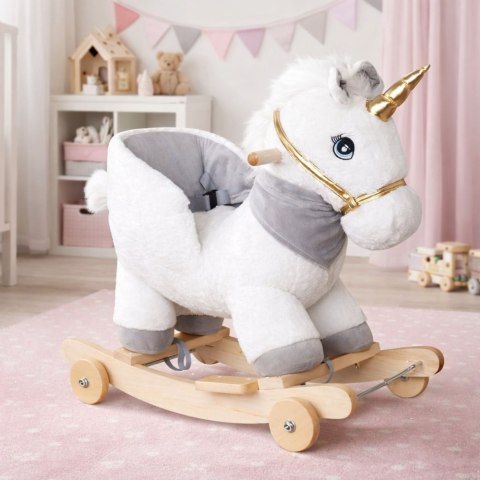 Koń Na Biegunach Jednorożec Jeździk 2w1 Bujak Dla Malucha Biały LEAN Toys