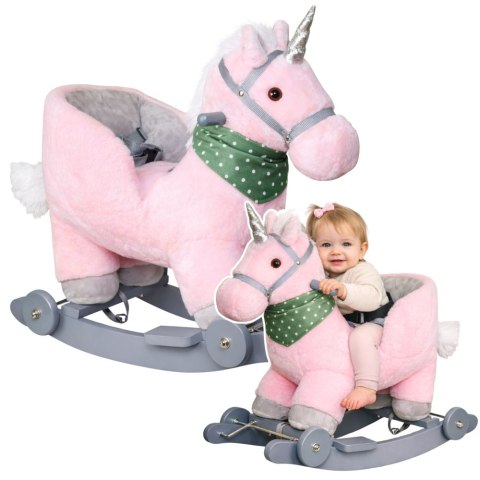 Koń Na Biegunach Jednorożec Jeździk 2w1 Bujak Dla Malucha Różowy LEAN Toys