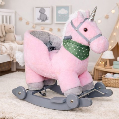 Koń Na Biegunach Jednorożec Jeździk 2w1 Bujak Dla Malucha Różowy LEAN Toys
