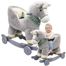 Koń Na Biegunach Jeździk 2w1 Bujak Osiołek Dla Malucha Jasnoszary LEAN Toys
