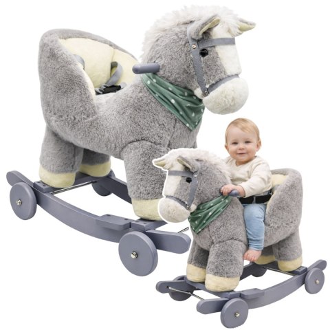 Koń Na Biegunach Jeździk 2w1 Bujak Osiołek Dla Malucha Jasnoszary LEAN Toys