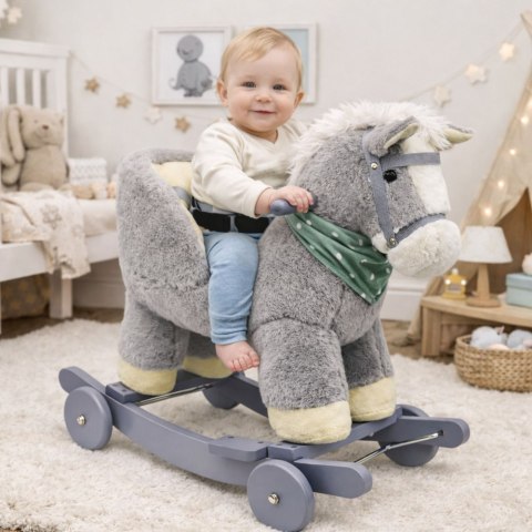 Koń Na Biegunach Jeździk 2w1 Bujak Osiołek Dla Malucha Jasnoszary LEAN Toys