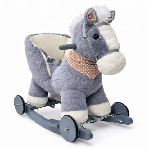 Koń Na Biegunach Jeżdzik 2w1 Bujak Osiołek Dla Malucha Szary LEAN Toys