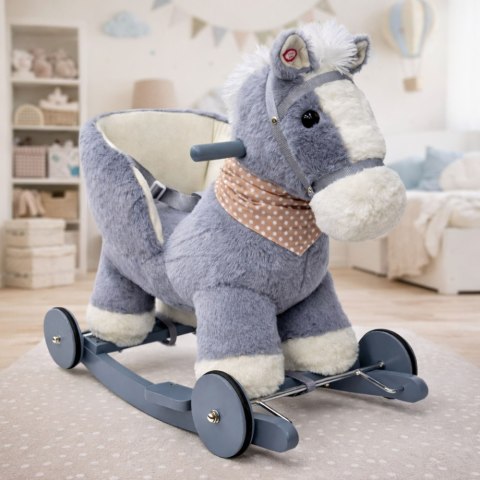 Koń Na Biegunach Jeżdzik 2w1 Bujak Osiołek Dla Malucha Szary LEAN Toys