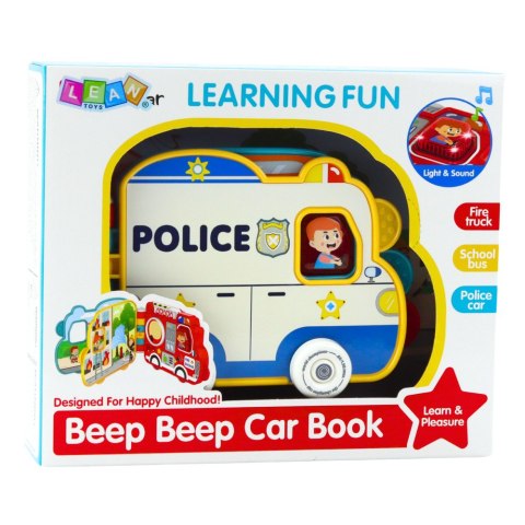 Książeczka Edukacyjna Interaktywna Pojazdy Światła Dźwięki Ruchome Elementy LEAN Toys