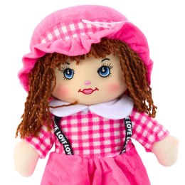 Lalka Szmacianka Przytulanka Sukienka W Kratkę Różowa 35 cm LEAN Toys