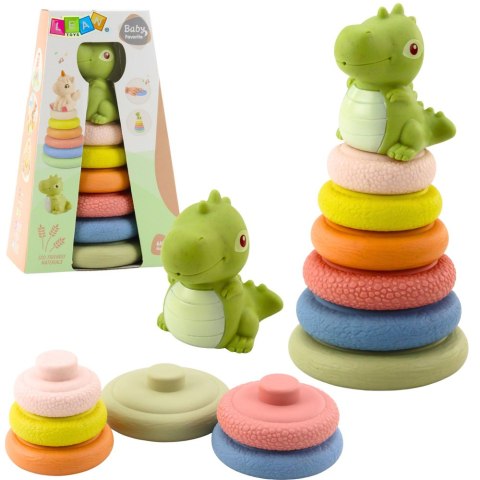 Miękka Piramida Sensoryczna Dinozaur Gumowa EKO Kolorowa LEAN Toys