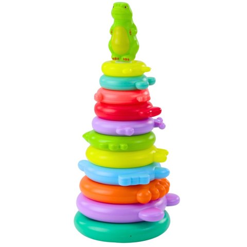 Piramida Edukacyjna Układanka Figurka Dinozaur Naklejki 12 Poziomów LEAN Toys