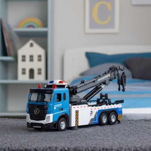 Pojazd Ciężarówka Z Wysięgnikiem Holownik Metalowa Kabina Światła Dźwięki LEAN Toys