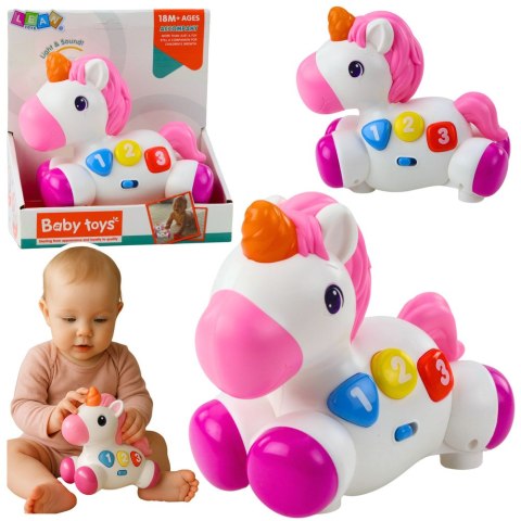 Zabawka Interaktywna Dla Malucha Jednorożec Na Kółkach Światła Dźwięki LEAN Toys