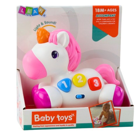Zabawka Interaktywna Dla Malucha Jednorożec Na Kółkach Światła Dźwięki LEAN Toys