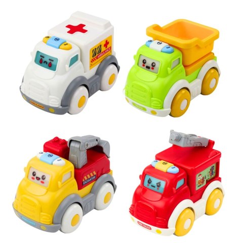 Zestaw Autka Miejskie Dla Malucha Napęd Ruchome Elementy Światła Dźwięki LEAN Toys