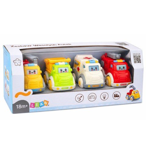 Zestaw Autka Miejskie Dla Malucha Napęd Ruchome Elementy Światła Dźwięki LEAN Toys