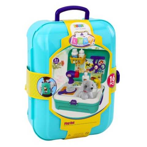 Zestaw Piękności Salon Kosmetyczny Dla Zwierząt Walizka Plecak 16 el. LEAN Toys