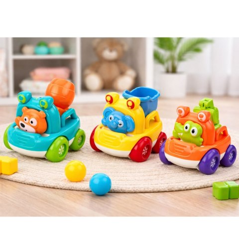 Zestaw Pojazdy Budowlane Ze Zwierzętami Dla Malucha Kolorowe 3 szt. LEAN Toys