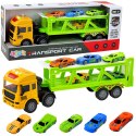 Ciężarówka Transportowa Laweta Lora Z Autkami Światła Dźwięki Zielona LEAN Toys