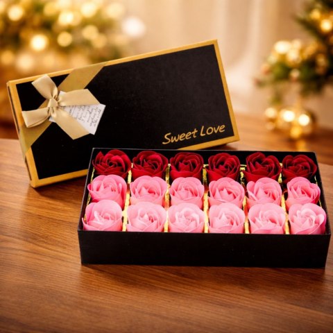 Flower Box Wieczne Pachnące Róże Kwiaty w Pudełku Różowe Czerwone 18 szt. LEAN