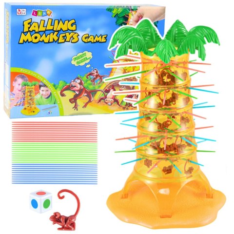 Gra Zręcznościowa Rodzinna Skaczące Spadające Małpki Palma 30cm LEAN Toys