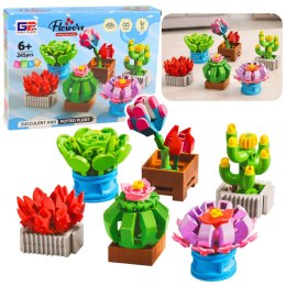 Klocki Konstrukcyjne Kwiaty Roślinki w Doniczkach 6 Sztuk 245 el. LEAN Toys