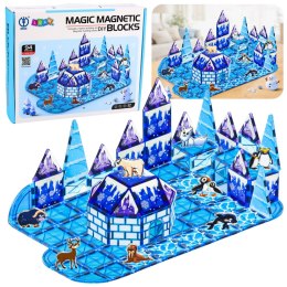 Klocki Magnetyczne Lodowa Kraina Figurki Zwierząt Niebieskie 94 el. LEAN Toys