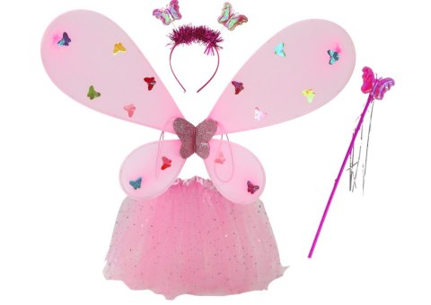 Kostium Wróżki Strój Przebranie Motyla Różowy Skrzydła LEAN Toys