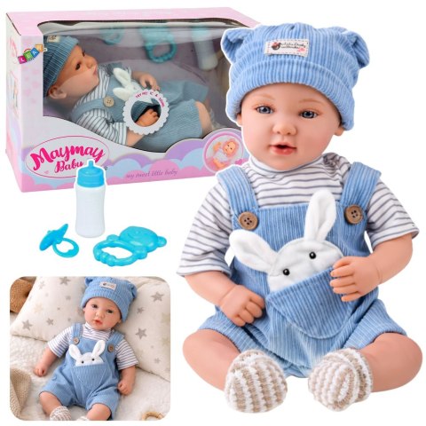 Lalka Bobas W Niebieskim Ubranku Króliczek Akcesoria Dźwięki 39 cm LEAN Toys