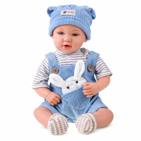 Lalka Bobas W Niebieskim Ubranku Króliczek Akcesoria Dźwięki 39 cm LEAN Toys
