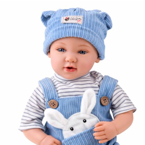 Lalka Bobas W Niebieskim Ubranku Króliczek Akcesoria Dźwięki 39 cm LEAN Toys