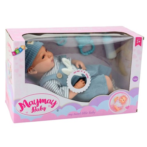 Lalka Bobas W Niebieskim Ubranku Króliczek Akcesoria Dźwięki 39 cm LEAN Toys