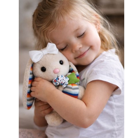Miękki Pluszowy Króliczek Pozytywka Przytulanka Maskotka Beżowy LEAN Toys