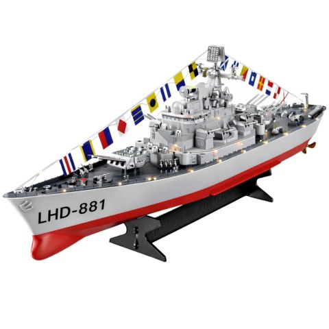 Okręt Wojenny Militarny Zdalnie Sterowany RC Oświetlenie LED 1:390 LEAN Toys